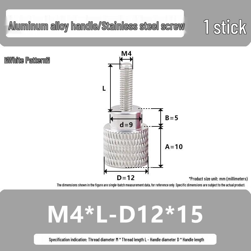 M4 Aluminum Alloy Knurled Twist Handle Bolt with Stainless Steel Head