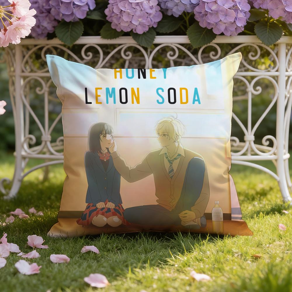 H-Honey L-Lemon Soda Cushion Cover Home & Car Dual-Scene Pillow Cover: Reversible for Premium Comfort