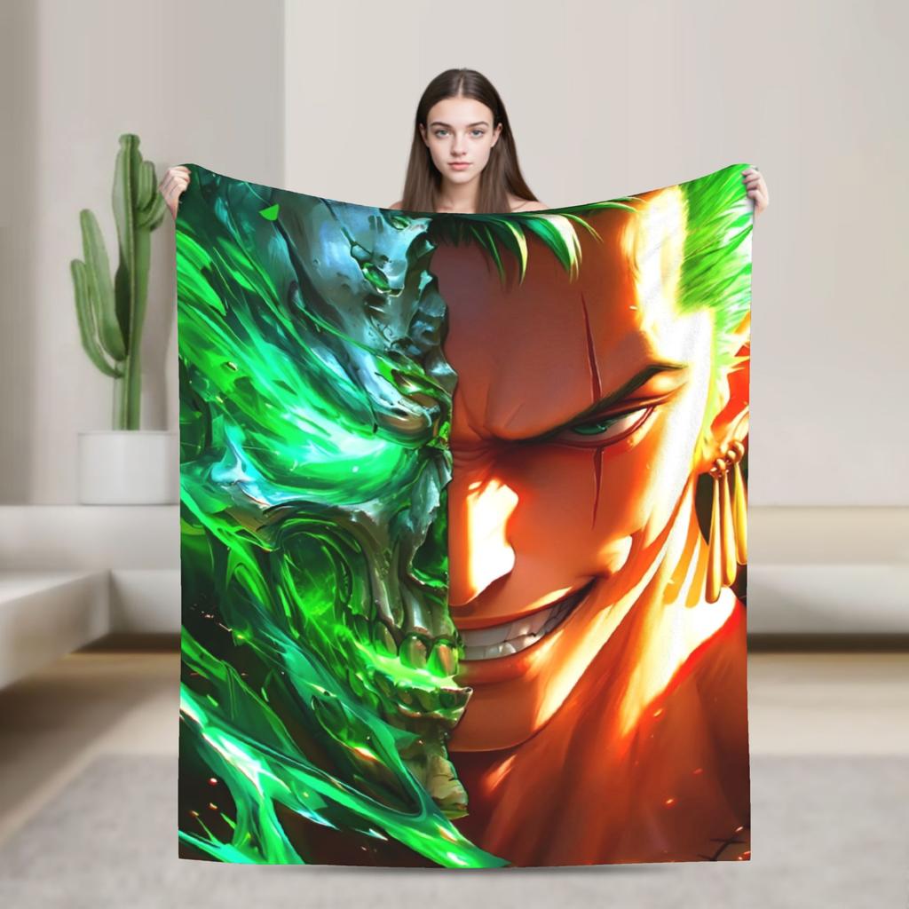 One Roronoa Zoro P-Pieces Blanket  Decorative Flannel Throw Blanket For Couch Bed Super Soft Custom Quality Bedspread Gift