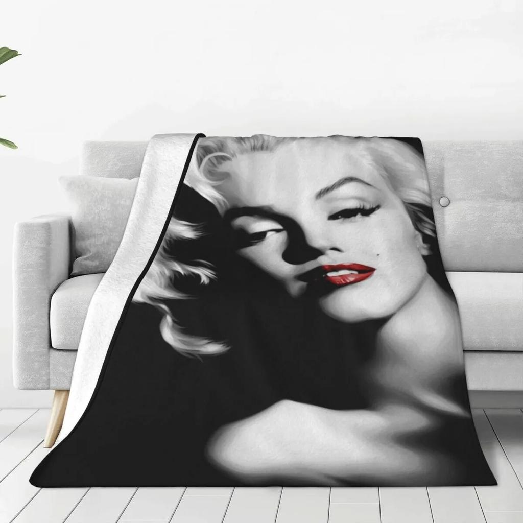 Marilyn Monroe Tepper Flanell Tekstil Dekor Pustende Supervarme Kastetepper for Sengetøy Sofa Plysj Tynt Dyne
