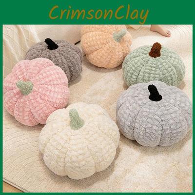 Cuscino Peluche Zucca Colore Macaron con Pelo Corto Morbido per Arredamento Casa e Regalo di Halloween