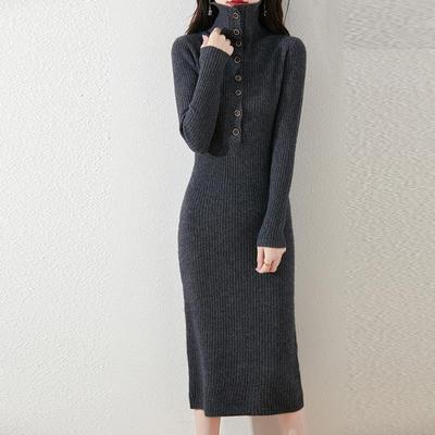 Robe pull femme 100% laine MODERNE NOUVELLE SAGA Tricot Long Pull Hiver Pulls Laine Longue Robe Femme