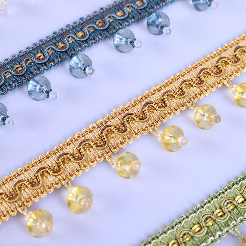 12M European Style Crystal Pumpkin Bead Curtain Fringe Trimming Upholstery DIY Curtain Lace Trim Tassel Sewing Decor Accessories