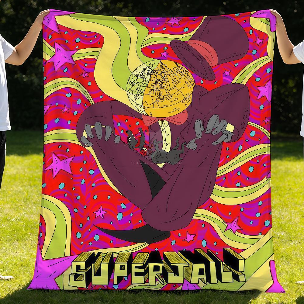 Cartoon S-Superjails Blanket Throw Super Cosy Plush Living Room Sofa Couch Childish Birthday Gifts