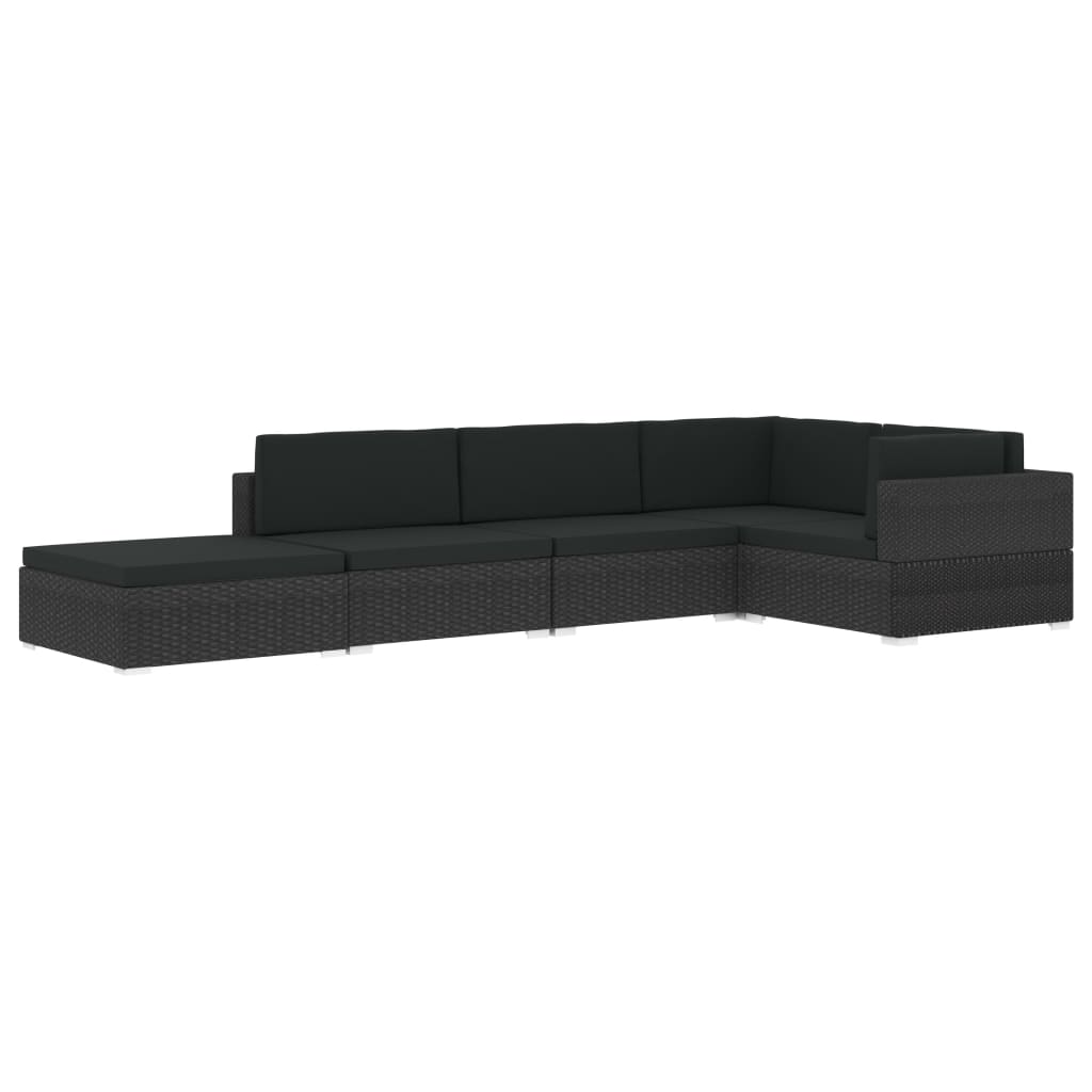 Modular Sofa Center Section 1 Pc + Cushions Poly Rattan Gray