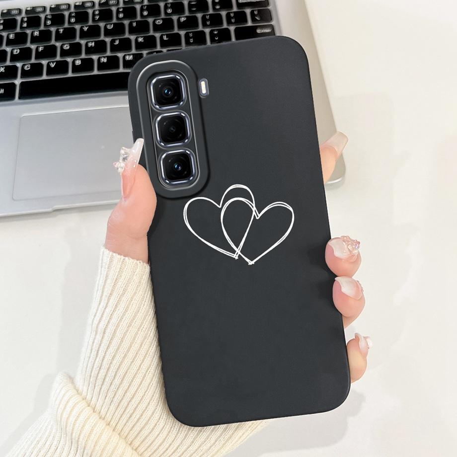 For Infinix Hot 50 Pro+ Hot50 Pro Hot 50 Pro Plus 4G Phone Case Soft Silicone Back Cover Love Heart Girly Flower Painting Fundas