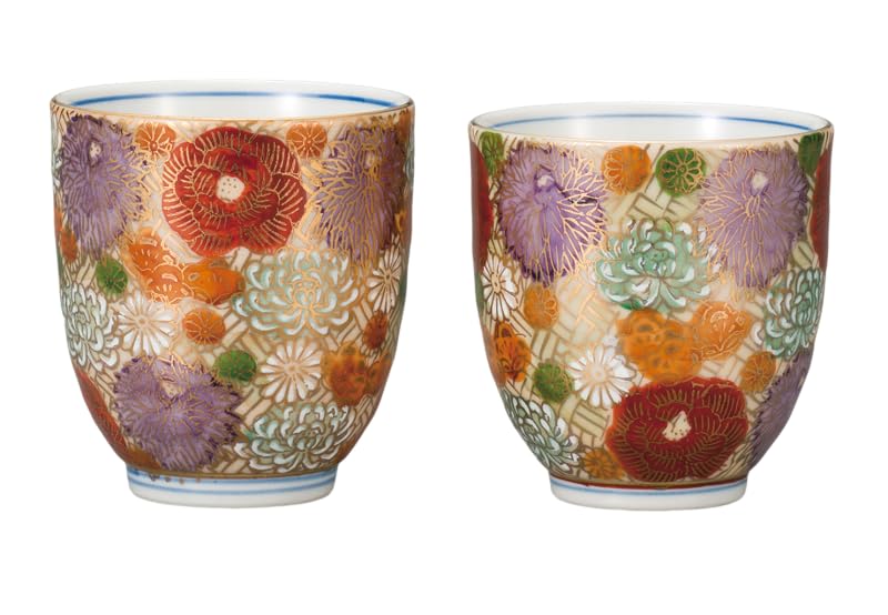 

Marusan Miyamoto Kutani Ware Set of Teacups, Gold Flower Design, AP7-0507