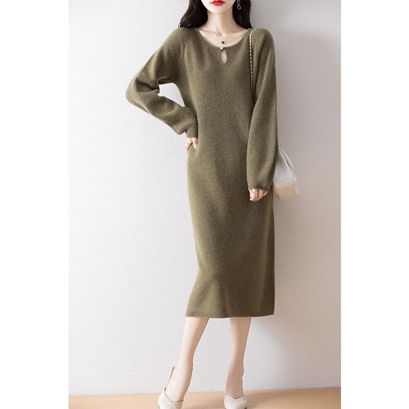 Women's Cashmere Dress Qinghe Cashmere 30% Cashmere 70% Wool Autumn and Winter Cashmere Skirt Soft and Warm