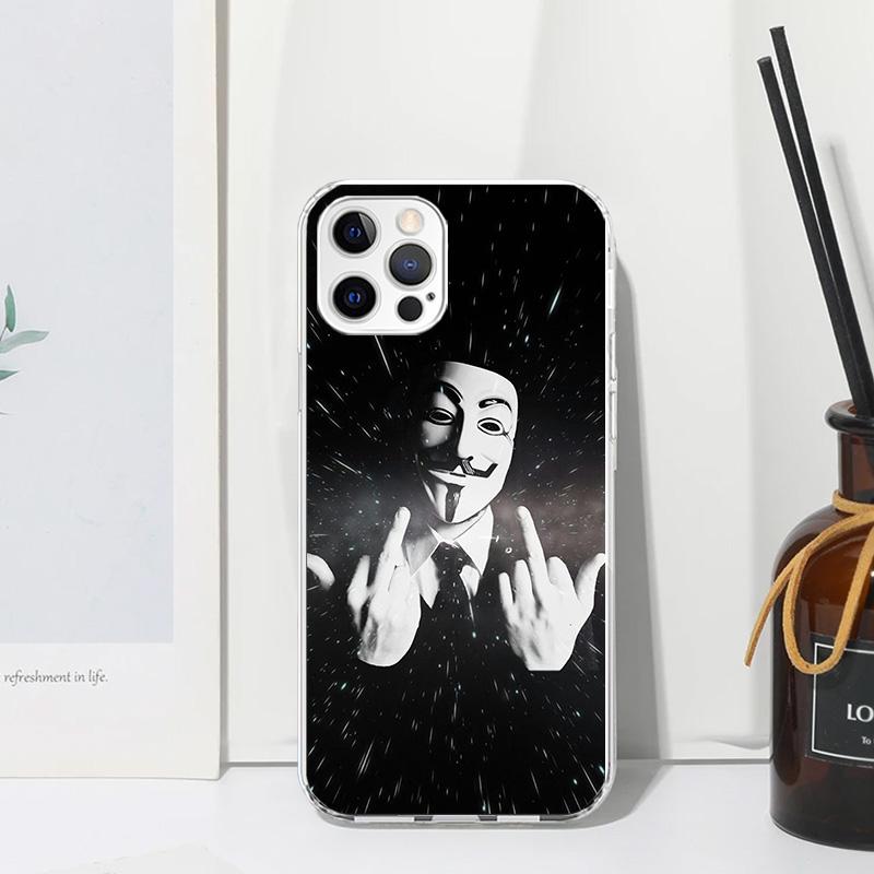 Anonymous V Mask Phone Case For Iphone 17 Air 16 15 Plus 16E 14 Pro Max 13 Mini 12 11 7 8 SE Fundas Soft Back Cover 17 Air 16 15