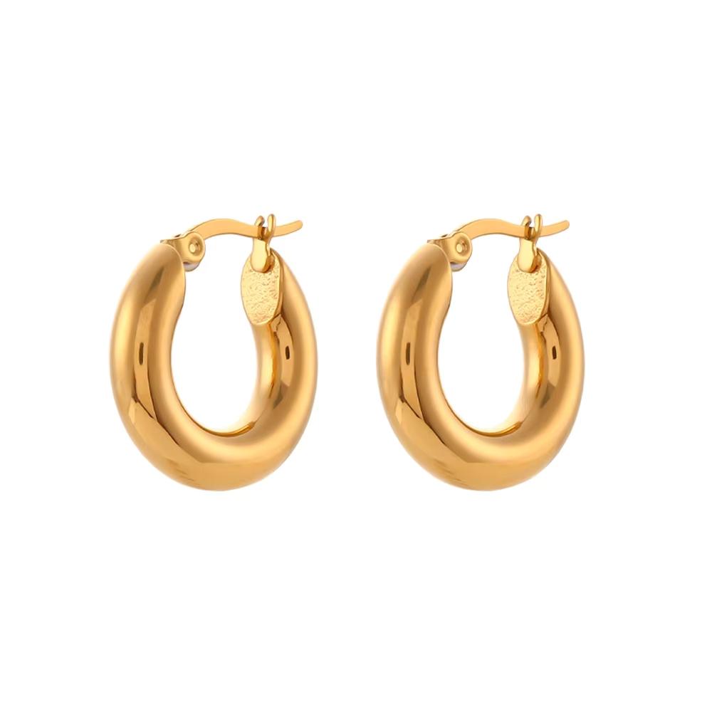 Minimalistischer Schmuck 18K Vergoldeter Edelstahl 20mm 25mm 30mm Creolen für Damen