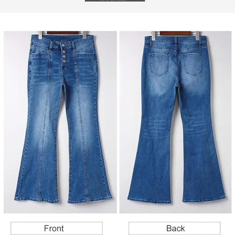 Γυναικείο ψηλόμεσο τζιν με φαρδύ πόδι με κουμπιά με καμπάνα παντελόνι με φαρδύ τζιν παντελόνι μόδας casual στενό παντελόνι