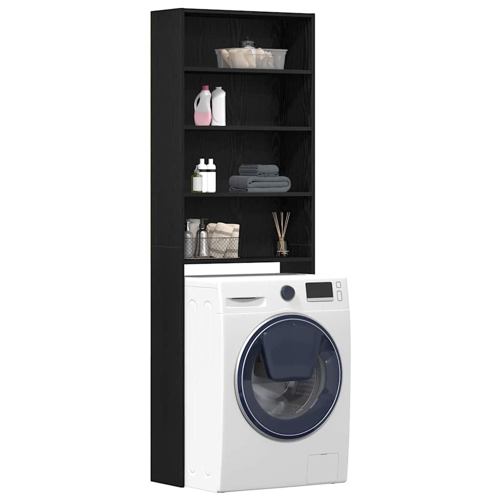 Waschmaschinen-Schrank Schwarzeiche-Optik 64 x 24 x 190 cm