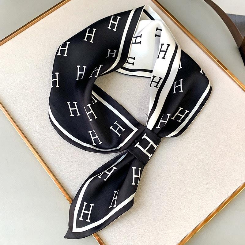2025 Neckerchief Female Luxury Square Scarf for Women Silk Shawl Satin Hijab Fashion Wraps Hair Bands Ribbon Headband Bandana