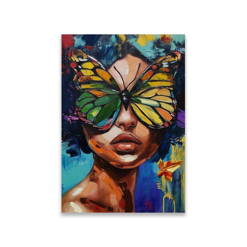 Butterfly Woman Canvas Print Colorful Wall Art Poster Abstract Modern Wall Decoration Living Room Wall Art Decoration