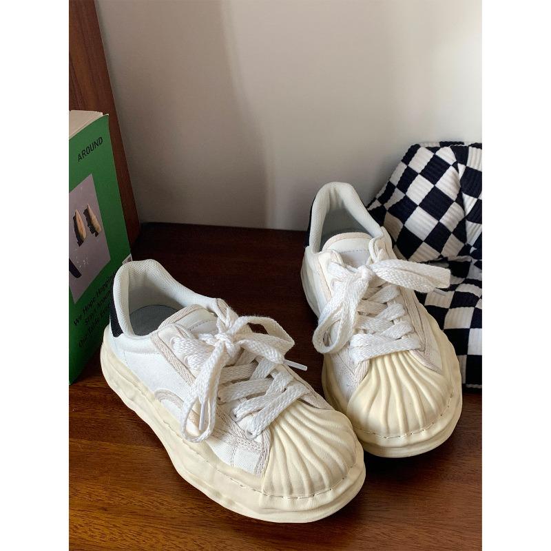 

Shoes men s 2 spring and summer new platform canvas shoes men s and women s shell head dissolving shoes versatile board shoes couple tide shoes women's size 40 бежевий