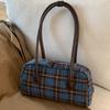 Plaid Bag Women's 2025 Autumn New Korean Version Armpit Bag High Value Retro Niche Shoulder Portable Small Square Bag