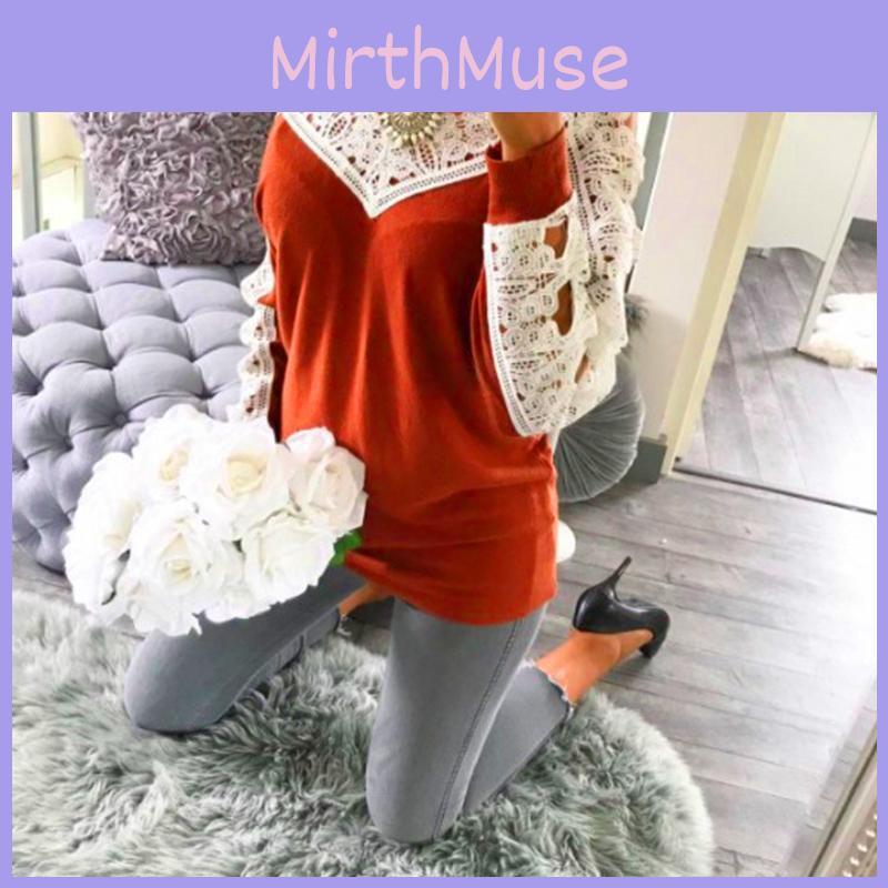 Elegant Sexy Lace Stitching Off Shoulder Crochet Blouse With Hollow Long Sleeves