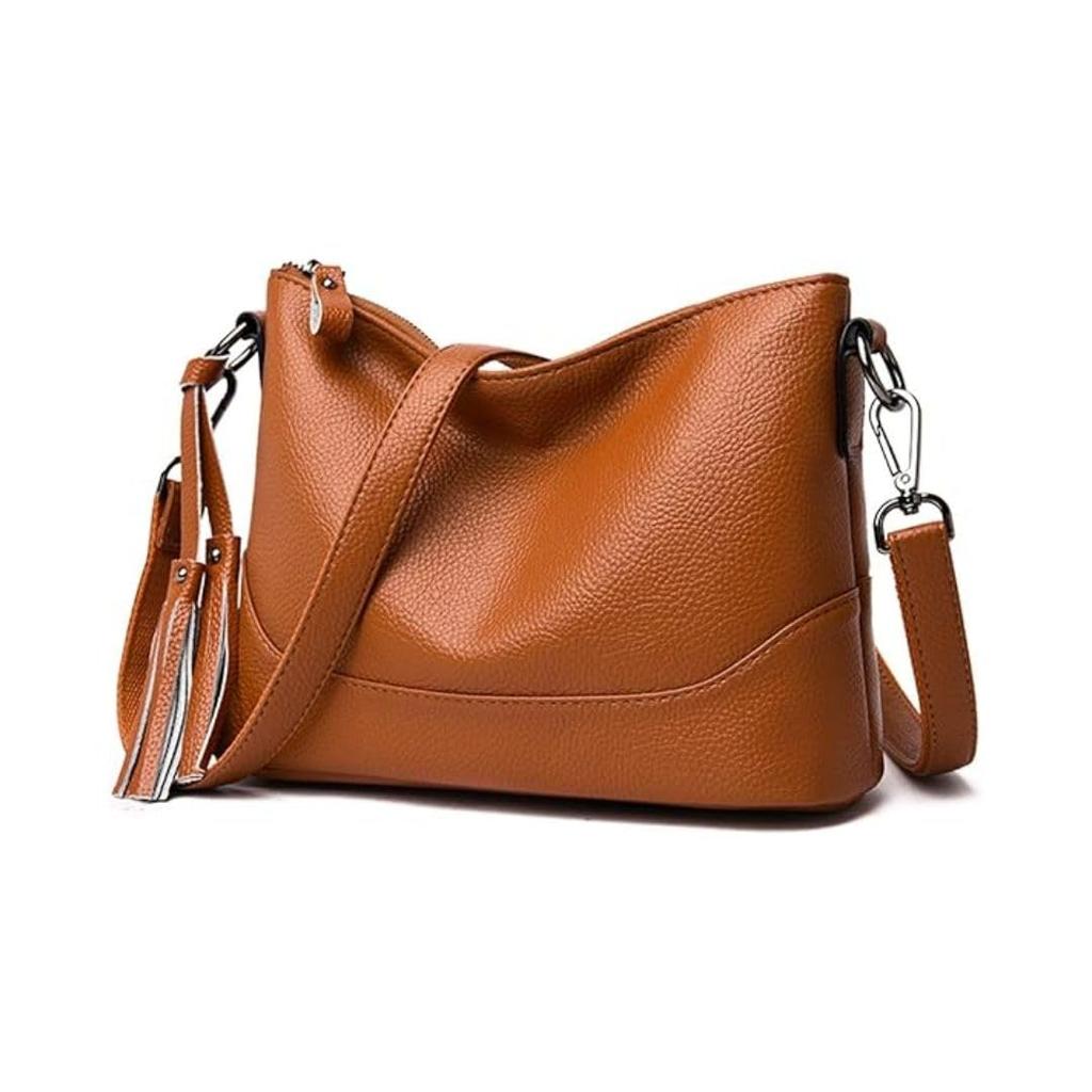 Shoulder Genuine for with Popular In Large Shoulder Crossbody Brown [REMARSO] Bag, Handbag, 2-way, Leather, Women, Tassels, Korea, Elegant, Stylish,