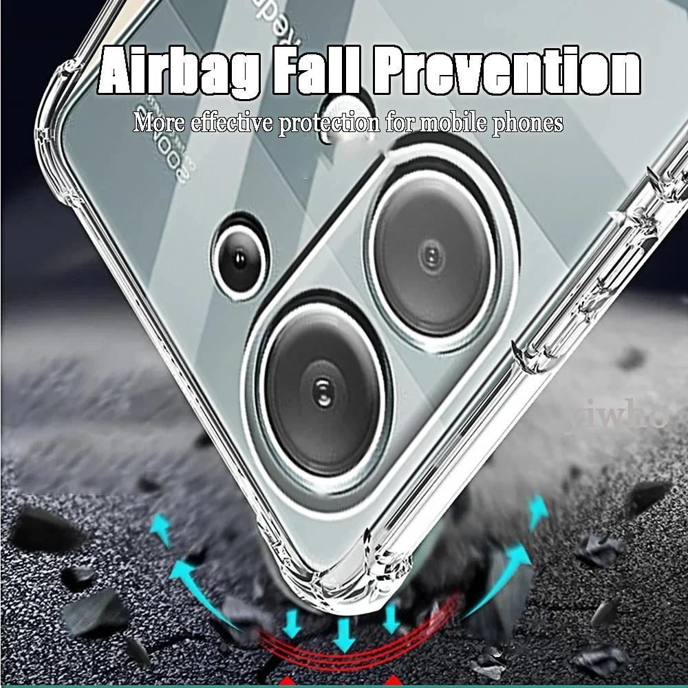 Transparent Phone Case For Redmi Note 7 8 9 9s 10 Note 11 Pro 12 13 14 Note 14 Pro Plus Shockproof Clear TPU Soft Bumper Cover