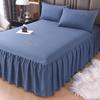 Solid Color Washed Cotton Lace Bed Skirt Mattress Protector