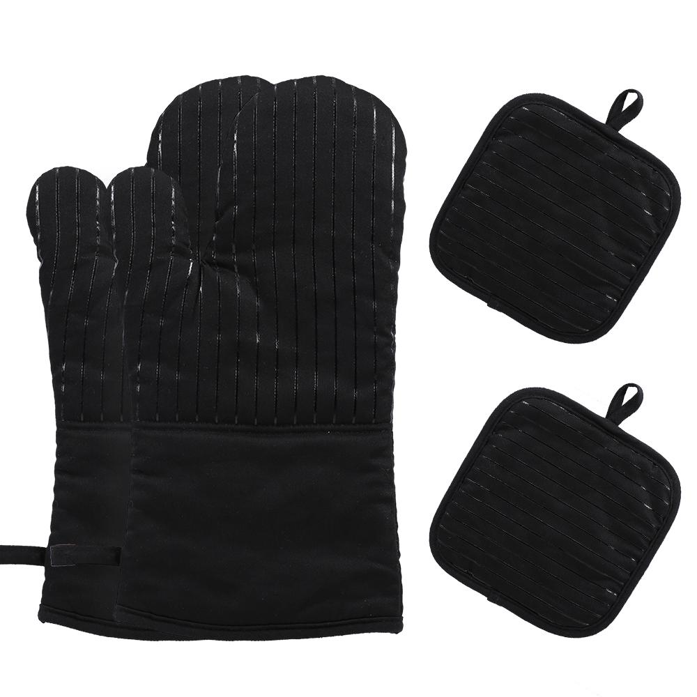 

Хлопковые силиконовые прихватки для духовки, термостойкие, нескользящие, держатели для кастрюль чёрный