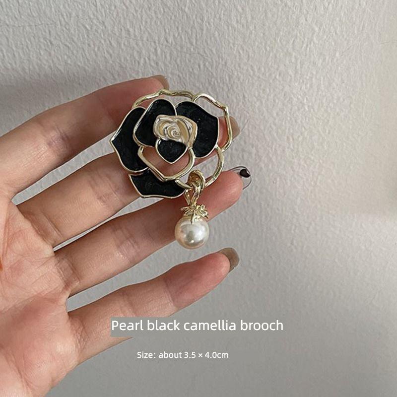 

Women s Pearl Classic Style Ornament Camellia Brooch Pearl black camellia brooch