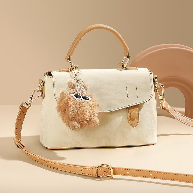 

2025 New Autumn Winter Women s Cambridge Bag Genuine Leather Versatile High-end Small Shoulder Handbag бежевий