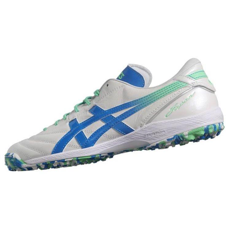 Asics C3 FF Round Toe Lace-Up TF (Rubber Studs) Hard Ground Artificial Grass Soccer Shoes Men Soccer Shoes White Blue 1113A032-108