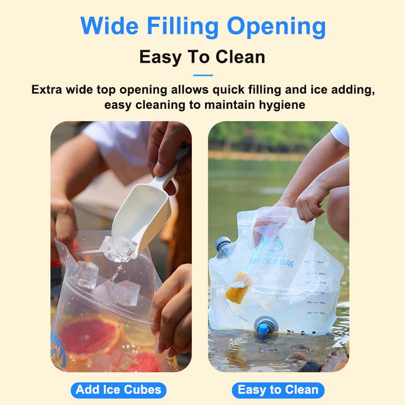 Food Grade 8L Collapsible Water Storage Bag with Tap Spout, Leakproof Portable Outdoor Camping Hiking Emergency Water Container