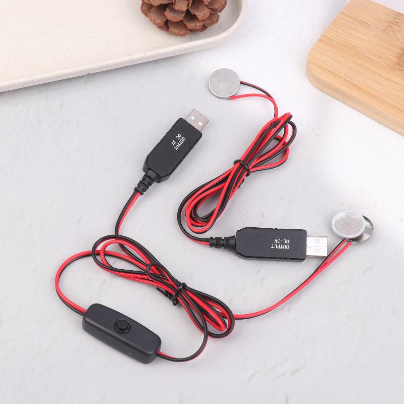 USB-powered 3V CR2032 Battery Converter Cord for Watch and Microphone