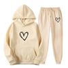 Womens Casual Hooded Sweatshirt Set Loose Fit College Style Printed Long Sleeve Top Drawstring Pants