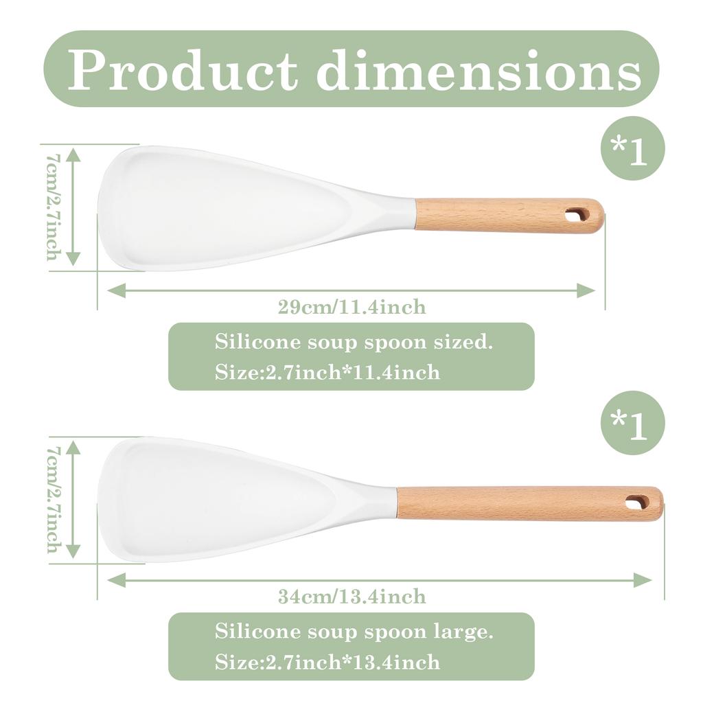 2-8Pcs Silicone Spatula Cooking Spoon Wooden Handles Rice Scooper Nonstick Spatulas for Baking Cooking Mixing Kitchen Utensils