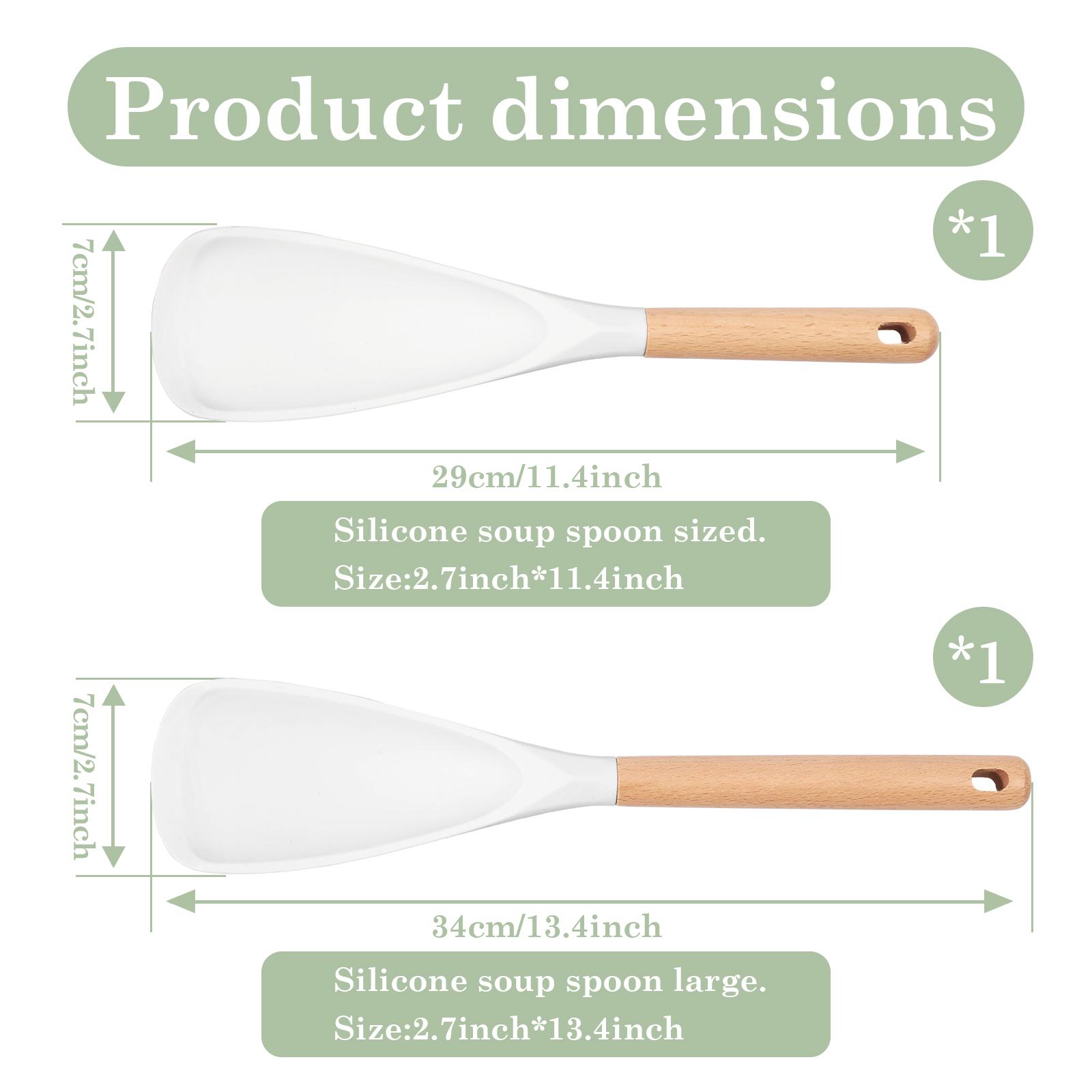 2/4/8Pcs Silicone Spatula Spoon With Wood Handle Cooking Spoon Kitchen Utensils Dishwasher Safe Cooking Serving Spatula