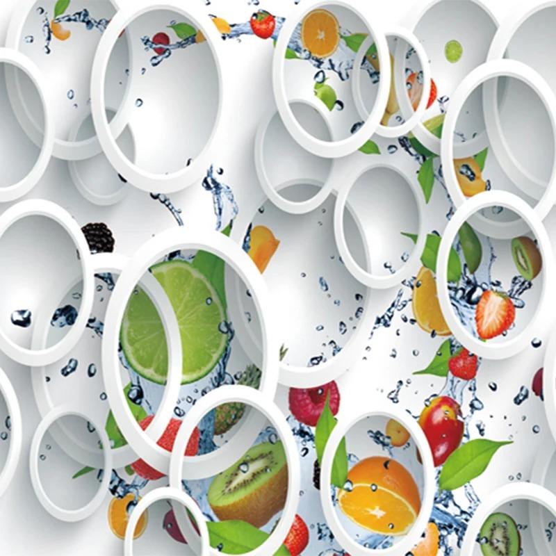 Modern Minimalist Mural Photo Wallpaper White Ring Cycle Fruits Wall Mural Abstract Art Wall Paper Bedroom 3d Wall Decor