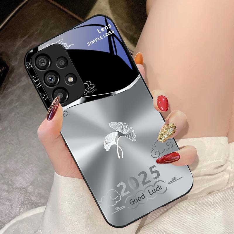 Radiant Ginkgo Leaves For Samsung Galaxy S10 4G S20 11E 30 S21 22 S24 Fe Pro S23 S25 Ultra 5G S9 Tempered Glass Phone Case