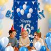 16th Birthday Door Cover 71x35 Inch Blue and Silver Birthday Banner for Party Decorations Balloon Ribbon Backdrop Sign for Boys Girls Teens Photo
