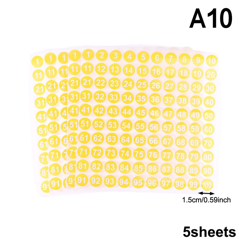 5 Ark Nummerklistermärken 1-100 Etikett Nummerklistermärke För DIY Hantverk Nagellack Limflaska Scrapbooking Dagbok Kontorsmaterial