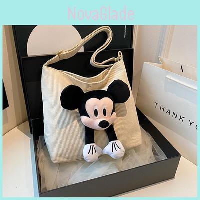 Sac à Bandoulière en Toile Mickey Mouse Avec Fermeture Éclair Pour un Usage Quotidien Décontracté