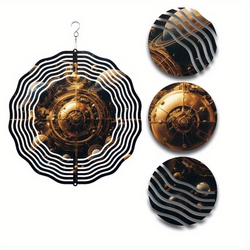 Nebula Motion Wind Spinner - 2D Rotating Space-Themed Metal Wind Chime (No Battery Needed)