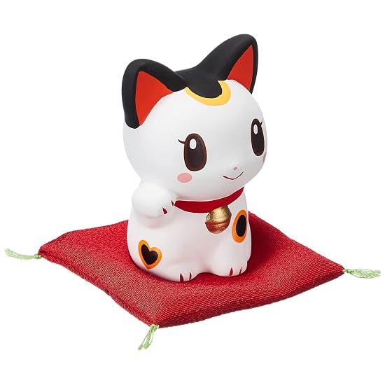Yakushigama Nishiki-sai Bell Sound Money Beckoning Cat, Height 8cm, Atsuko Nishida, 7697