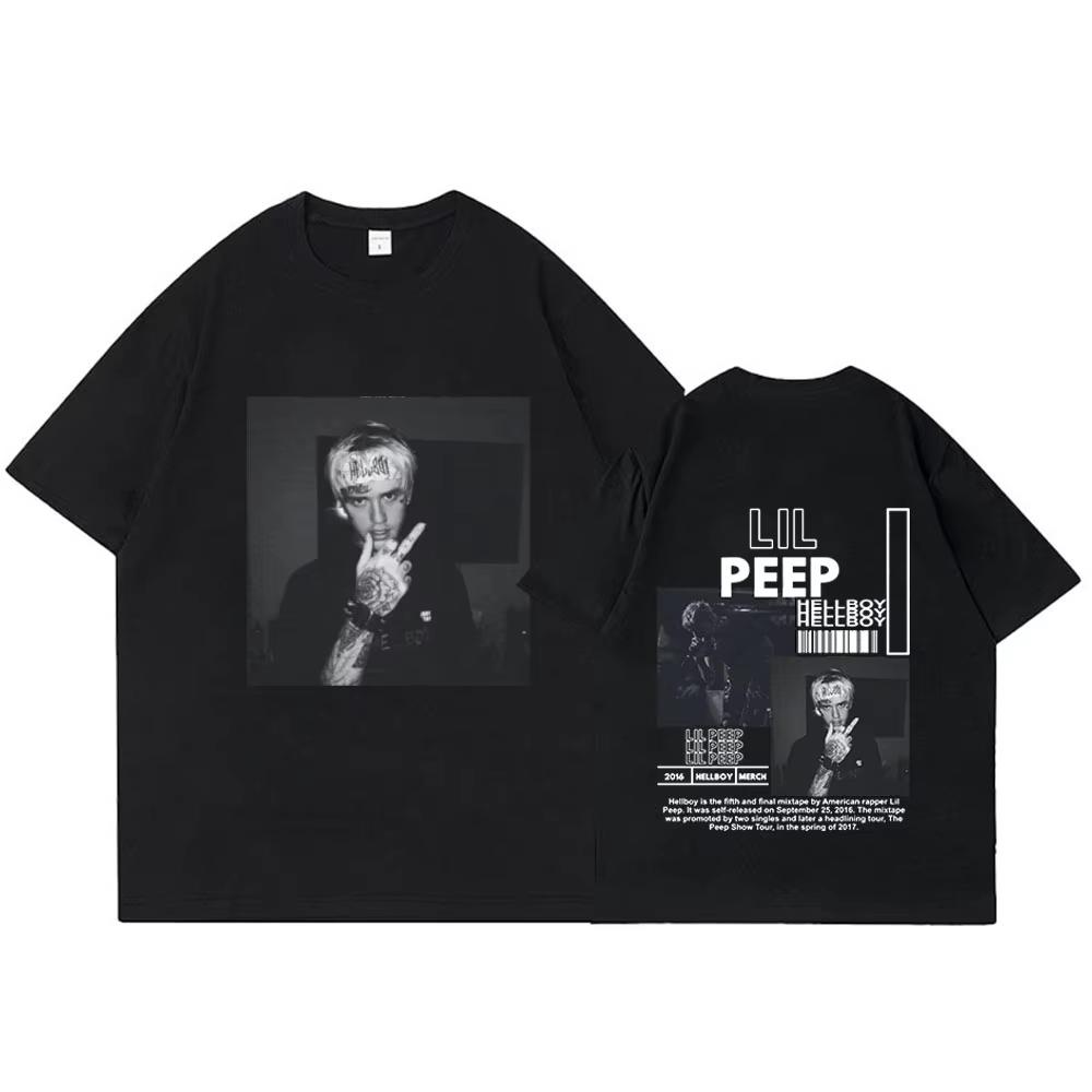 

Rapper Lil Peep T-Shirts Hellboy Crybaby Hip Hop Graphic T Shirts Summer Men Women Clothing Aesthetic Oversized Cotton Tee Shirt 5XL