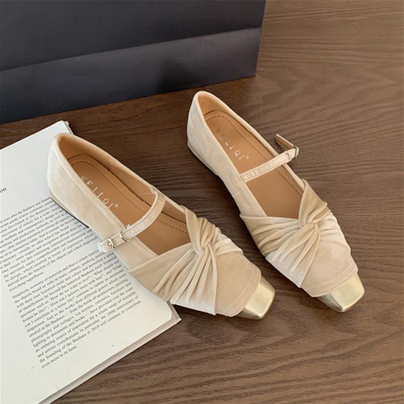 Fashion Bailamos Brand Women Velvet Flat Shoes Square Toe Shallow Soft Ballerina Shoes Ladies Casual Dress Ballet Loafers Classics Mujer