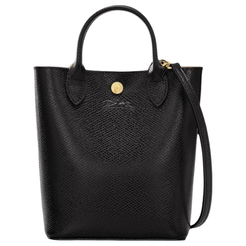 Longchamp Épure Top Button Closure Interior Engraved Logo Calfskin Tote Bag Shopping Bag Shoulder Crossbody Handbag Mini Women tote Black 10269HYZ001