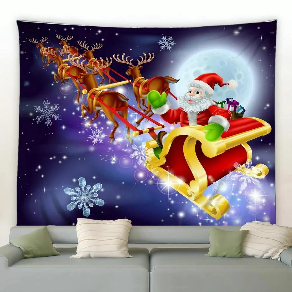 Christmas Cartoon Style Tapestry Bedroom Living Room Home Christmas Decoration Tapestry