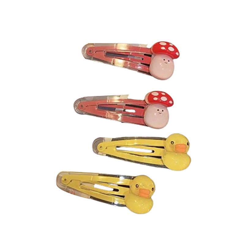 2 Pcs Cute Transparent Flower Mushroom Hair Clip Kawaii Cartoon BB Hair Clip For Women Girls Fashion Hair Accessories Gifts