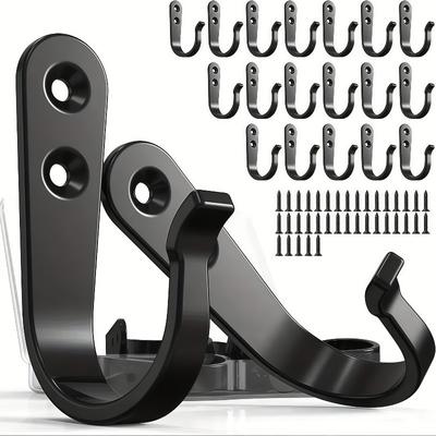 Heavy Duty Metal Wall Hooks Rustproof Iron Hooks with Free Screws for Towels Hats Backpacks Dog Leashes Kitchen Garage Storage