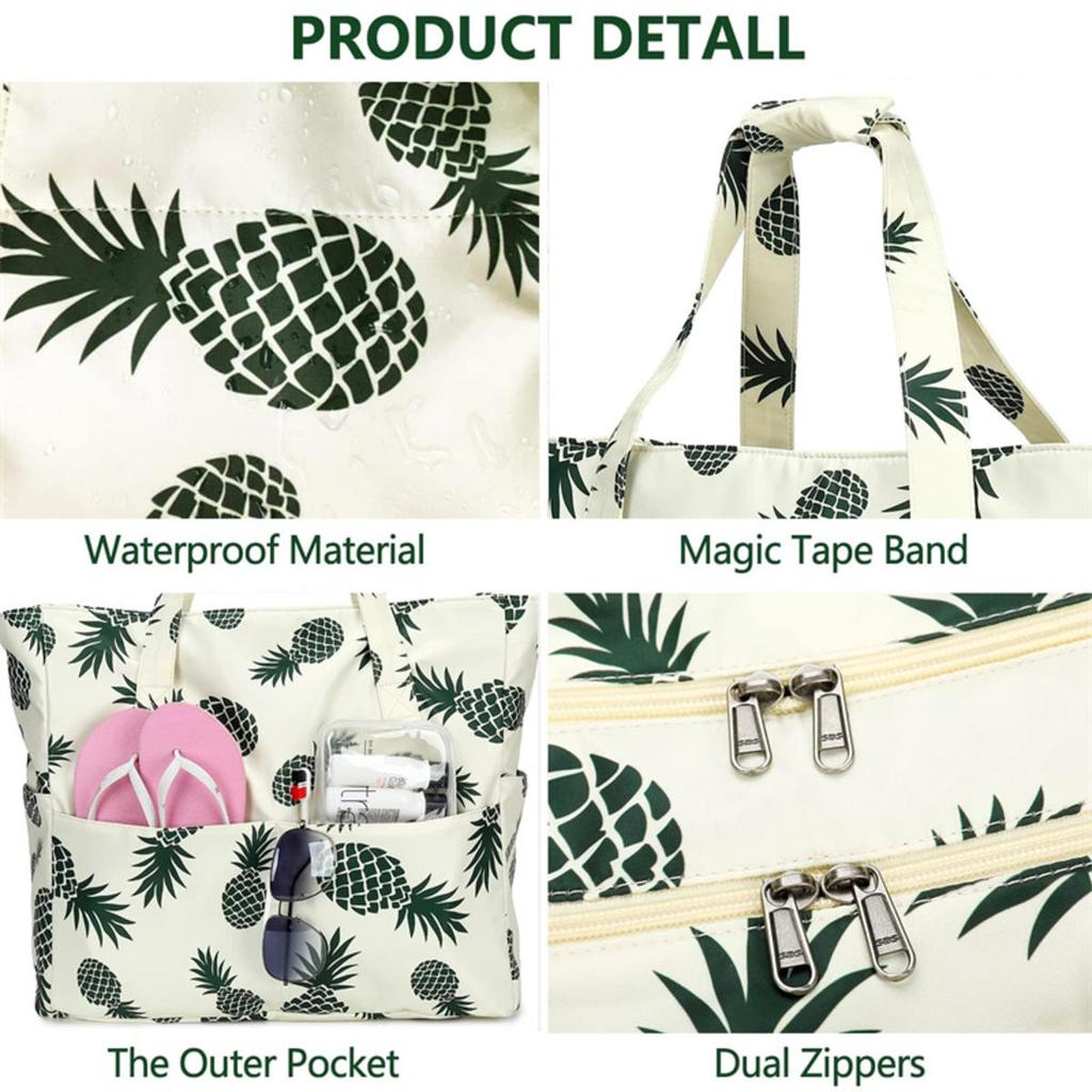 Beach Tote Bag Waterproof Foldable Large Capacity Lightweight Portable Travel Storage Bag for Outdoor Swimming Vacation