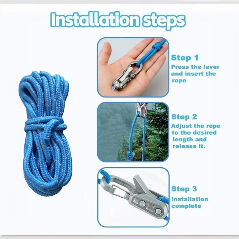 Retractable Tie Down Rope Tensioner Heavy Duty Rope Tightening Tool for Camping Boating Luggage Fastening