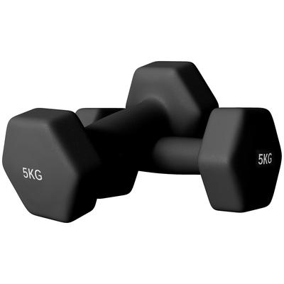 Set of 2 Hexagonal Dumbbells with Non-slip Grip for Home Training, 2 X 5kg, Black