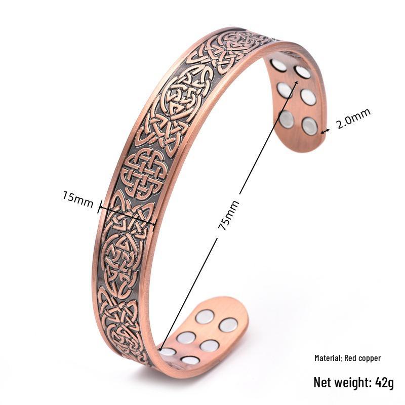 Vintage Red Copper Magnetic Therapy Bracelet for Men - European and American Style